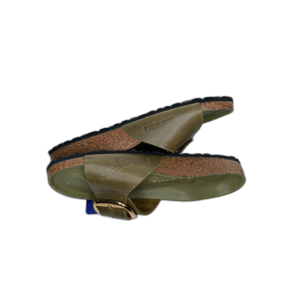 Birkenstock Madrid Big Buckle Natural Leather Oiled Sandals - Olive Green. Sz: 8 - Picture 7 of 9